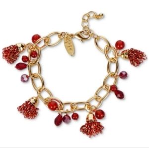 Style & Co Multi-Bead & Chain Tassel Charm Link Bracelet